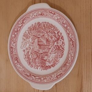 Memory Lane Royal Ironstone Serving Plate With Handles, Red, Pink, Mulberry
